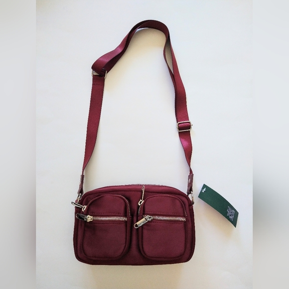 wild fable Handbags - Wild Fable Women's Crossbody Bag Textile Purse Burgundy Solid Zip Pockets NWT